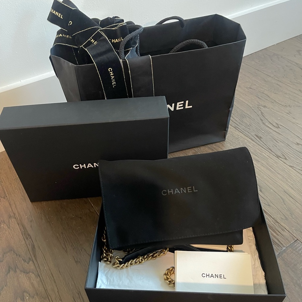 Chanel Black Bag with Gold Chain